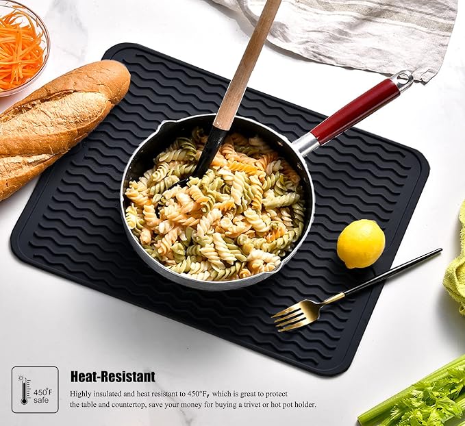 Silicone Dish Drying Mat, Non-Slip Easy Clean Sink Mat Large Heat-resistant - Image 6