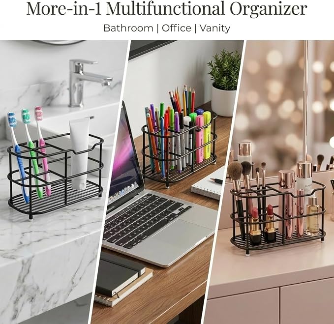 Bathway Toothbrush Holder for Bathroom, 6.9"L x 3.4"W x 4"H, Matte Black - Image 6