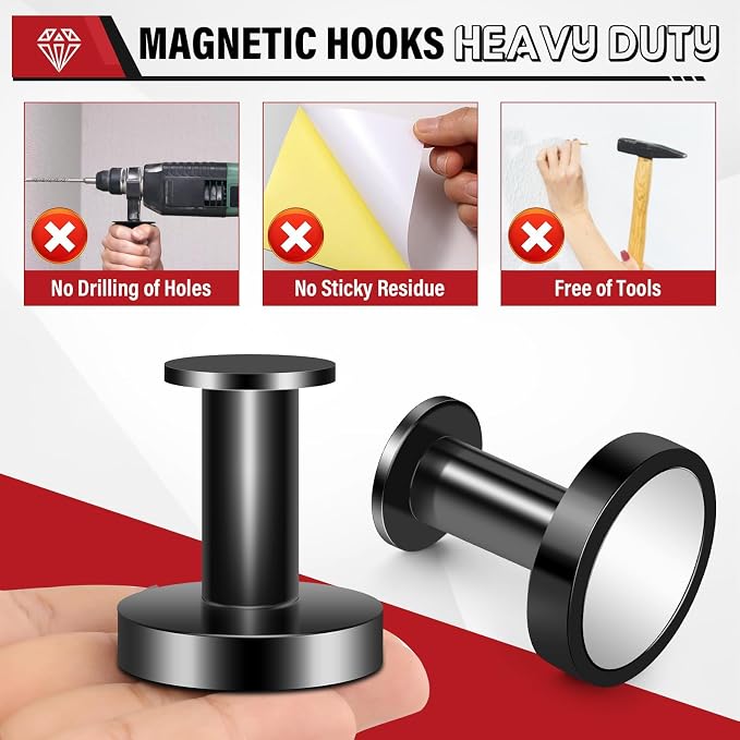 Buelkmag Magnetic Hooks for Cruise Cabins Black 150lb Strong Magnetic Hooks - Image 4
