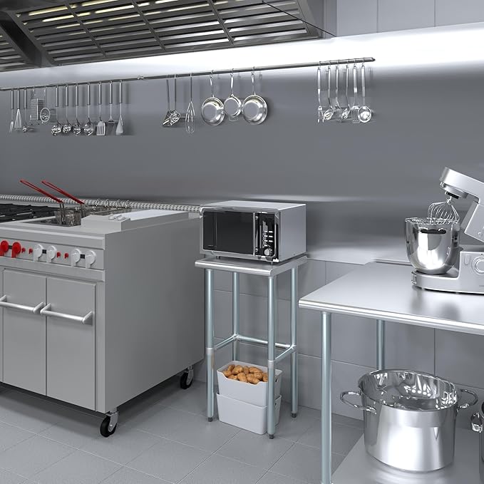 AmGood Stainless Steel Work Table Open Base | NSF Kitchen Island Food Prep | Laundry Garage Utility Bench (18" Long X 18" Deep)