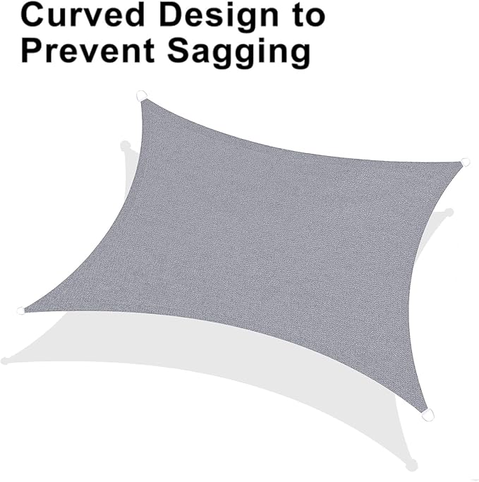 LOVE STORY Custom Size 10' x 18' Silver Grey Sun Shade Sail Canopy Commercial Rectangle Sail Shade Fabric for Patio Garden Backyard Pool (Customized)