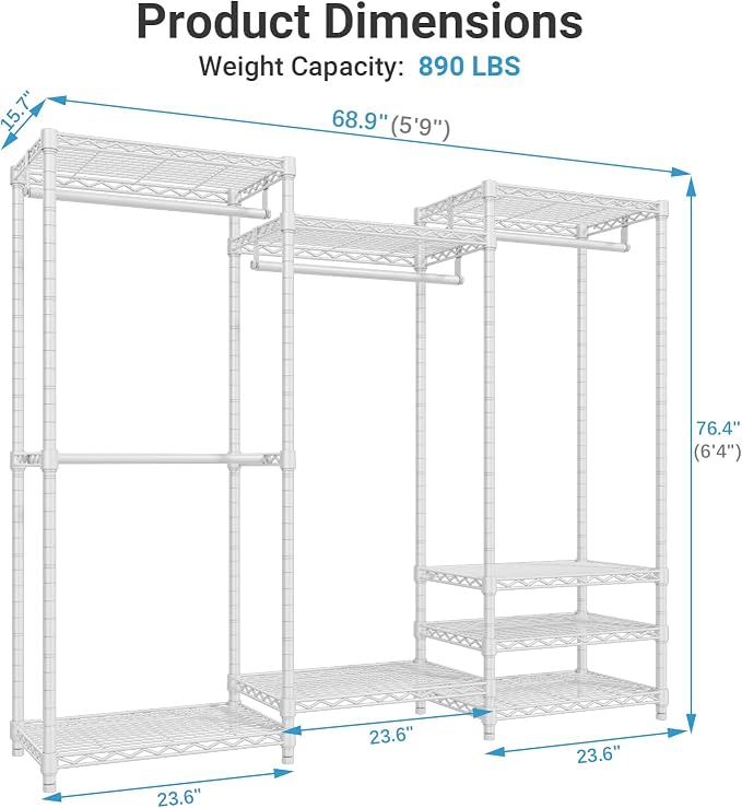 VIPEK V5 Heavy Duty Clothes Rack, Freestanding Modular Closet System, 4 x 23.6 - Image 5