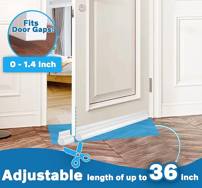 MAXTID Under Door Draft Stoppers 36 Inch White Door Draft Blocker Draft Stoppers - Image 3