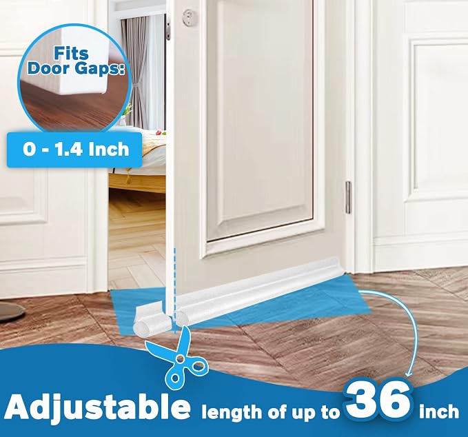 MAXTID Under Door Draft Stoppers 36 Inch White Door Draft Blocker Draft Stoppers - Image 3