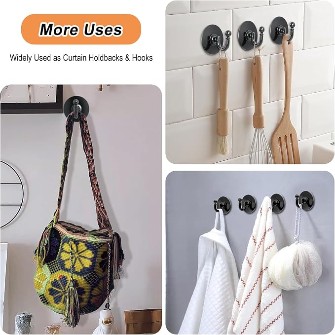 Curtain Holdbacks, U Shaped Adhesive Curtain Hooks, - Image 3