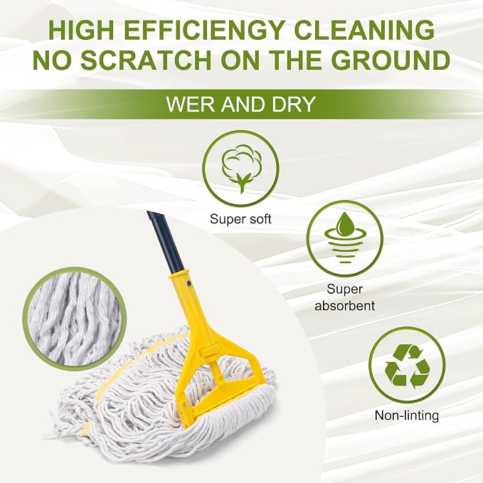 KeFanta 2 Pack Commercial Mop Heavy Duty, Industrial String Cotton Wet Mops - Image 4