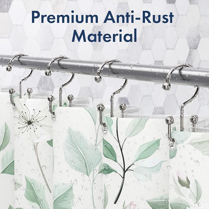 Bathway Shower Curtain Hooks Nickel Shower Curtain Rings, Metal Shower Hooks - Image 4