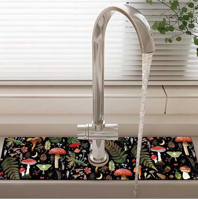 Patterned Sink Faucet Mat Kitchen Splash Guard Super Absorbent Drying Mat - Image 2