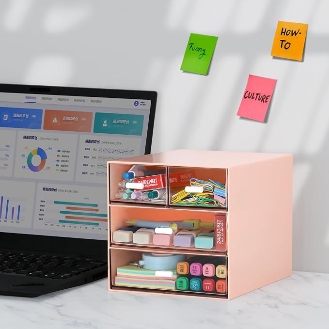 LETURE Desk Organizer with 4 Drawers, Desktop Organization - Image 4