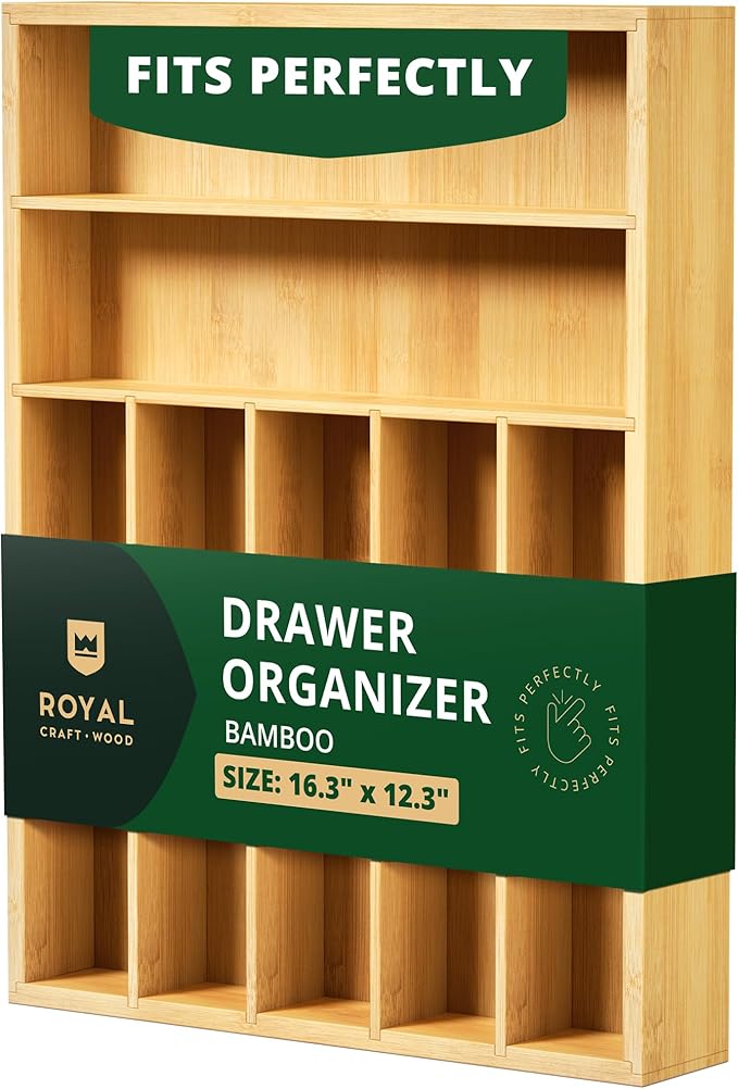 ROYAL CRAFT WOOD Luxury Bamboo Utensil Rack and Silverware Organizer, Kitchen - Image 2