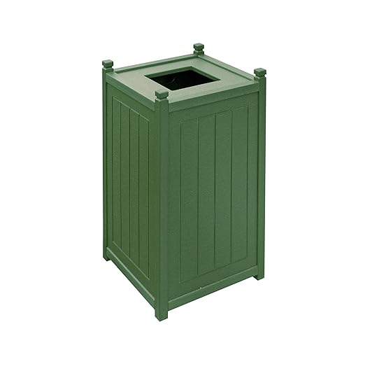 GT2026GRN Recycled Plastic Top Load Trash Container, 26 Gallons, 18"x18"x34", Green