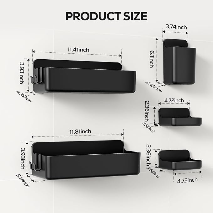Nieifi Adhesive Shower Shelves, 5 Pieces - Image 2