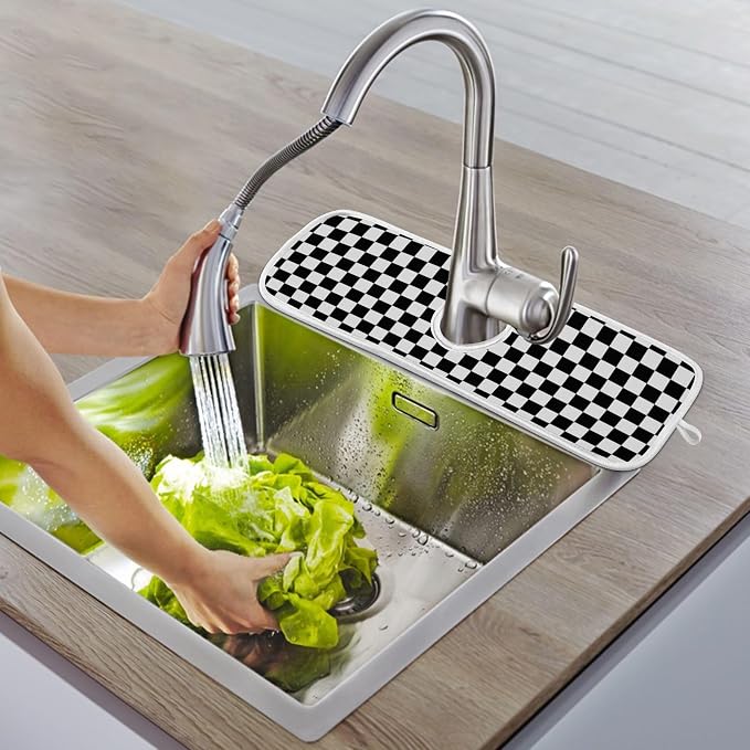 Checkered Black and White Sink Mat - Image 9