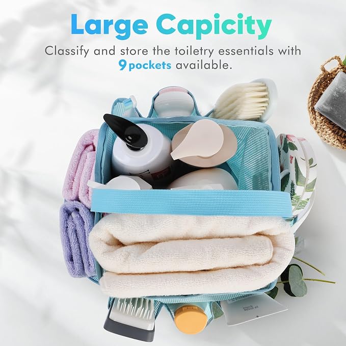 EUDELE Mesh Shower Caddy Portable, 8-Pocket Large Capacity, Quick Dry, Easy - Image 4