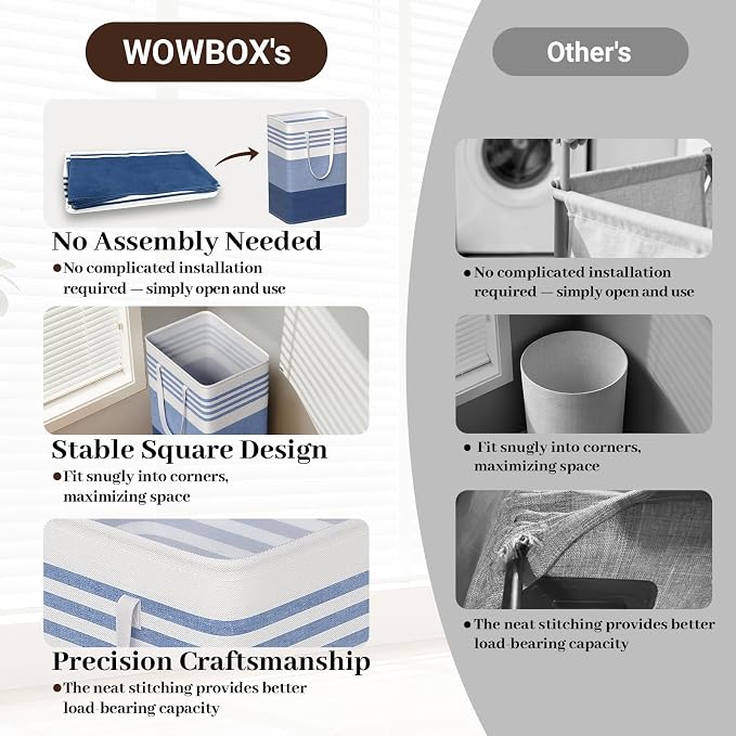 WOWBOX 2 Pack Laundry Baskets, Collapsible Dirty Clothes Laundry Hampers - Image 5