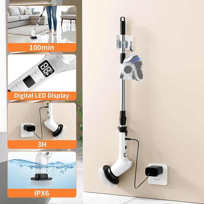 Electric Spin Scrubber for Cleaning Bathroom, Cordless Power Shower Scrubber - Image 5