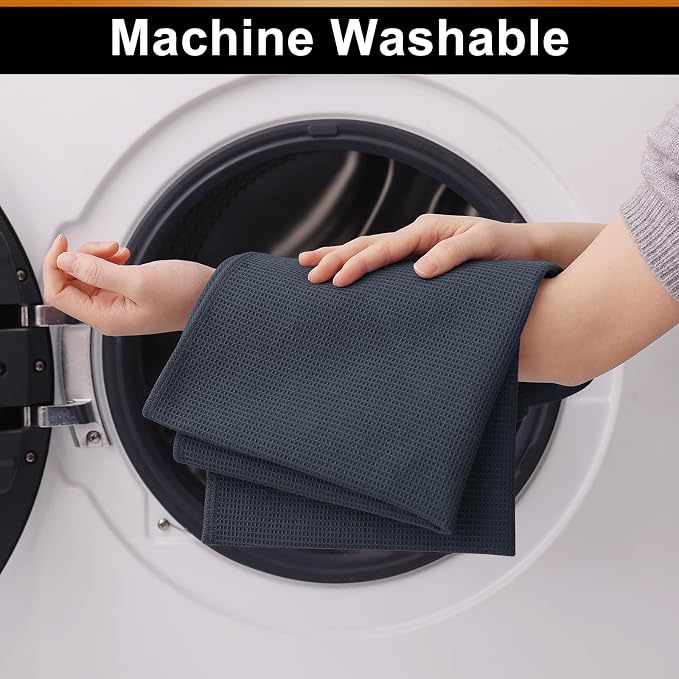 Homaxy 100% Cotton Waffle Weave Kitchen Towels, 4 Pack, Dark Grey - Image 5