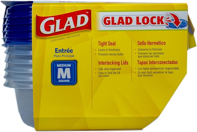 Glad GladWare Entree Food Storage Containers, 25 Oz, 6-Pk | Lock-tight seal - Image 6