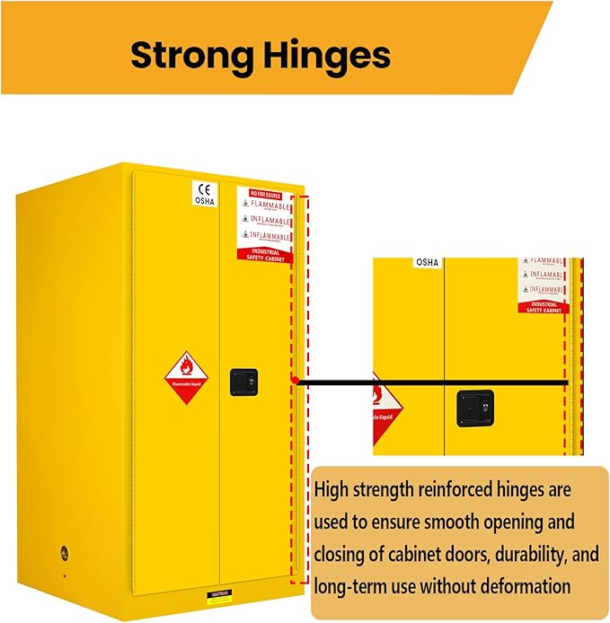 392 Gal Flammable Liquid Storage Cabinet with Double-Layer Alloy Steel, Three-Point Locking System, Flammable Storage Cabinet for Factory, Laboratory, Garage Fire Safety Cabinet for Hazardous Storage