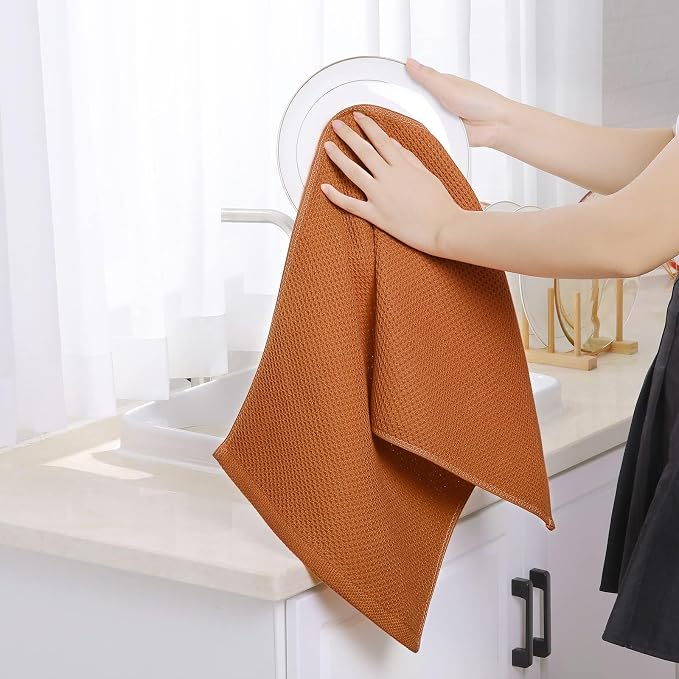 Homaxy 100% Cotton Waffle Weave Kitchen Dish Towels 4-Pack, Burnt Orange | 13 x - Image 4