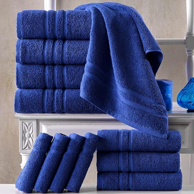 Hawmam Linen Royal Blue Hand Towels 4 Pack Turkish Cotton Premium Quality Soft - Image 9