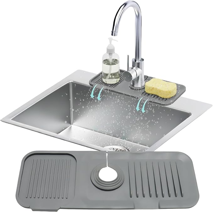 14.6” Silicone Faucet Mat For Kitchen Sink, Kitchen Sink Splash Guard Behind by LindasEssentials