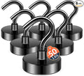 FINDMAG Magnetic Hooks for Cruise Cabins, 50LB+ Magnet Hooks, 6 Pack Black by FINDMAG