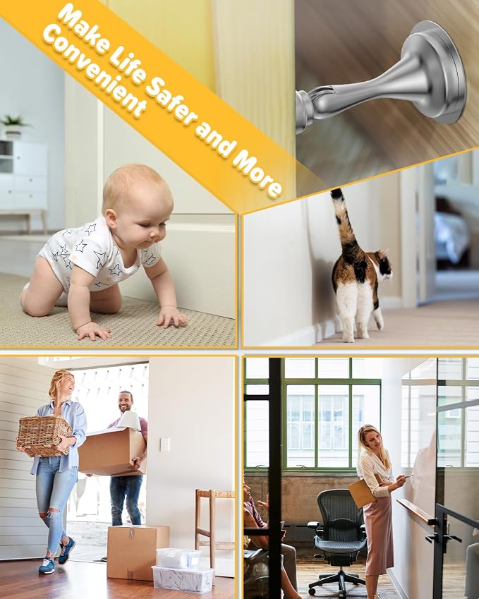 Door Stops for Bottom of Door Magnetic Door Catch Wall Mount 1 Pack Silver | - Image 7