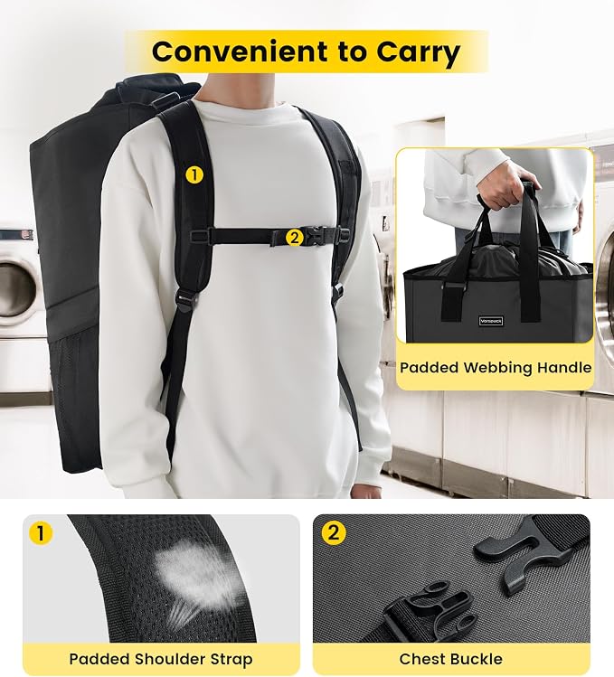 Vorspack Laundry Backpack with Shoulder Straps, Extra Large Hamper, Structured - Image 6