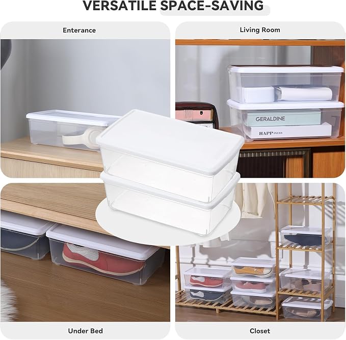 novelinks 12 Pack 6 Quart Clear Plastic Shoe Storage Bins - Image 6