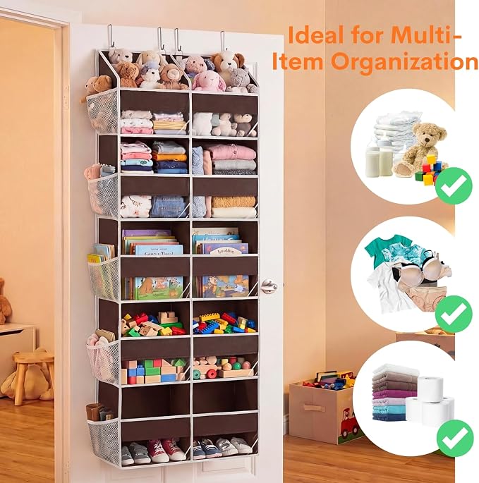Over the Door Organizer 5 Tiers, Extra Large Behind Door Storage of 10 - Image 5