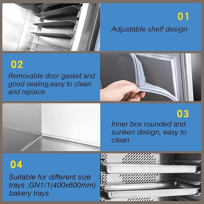 Kolice Commercial Heavy Duty 10 Trays Blast Chiller & Freezer with Food Probe, Lowest temp: -40°F, for Restaurants,Bakerys,Hotels to Preserve Ice Cream,Sea Food,Chicken,Dumpling,Beef,Dough,etc