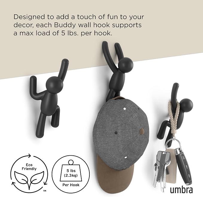 Umbra Buddy Wall Hooks, Decorative Wall Mount Coat Hooks, holds 5lbs per hook - Image 5