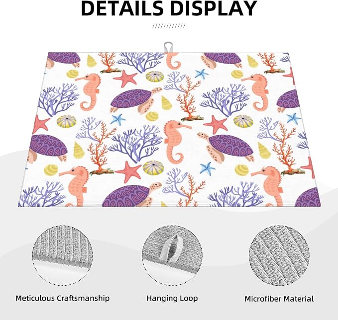 Purple Beach Sea Turtle Dish Drying Mat - Image 3