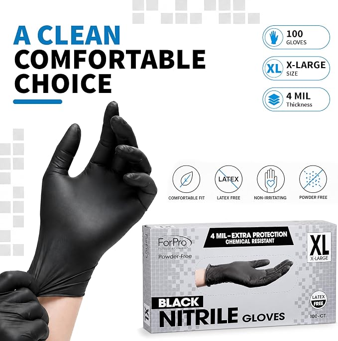 ForPro Disposable Nitrile Gloves, Chemical Resistant, Powder-Free, Latex-Free - Image 7