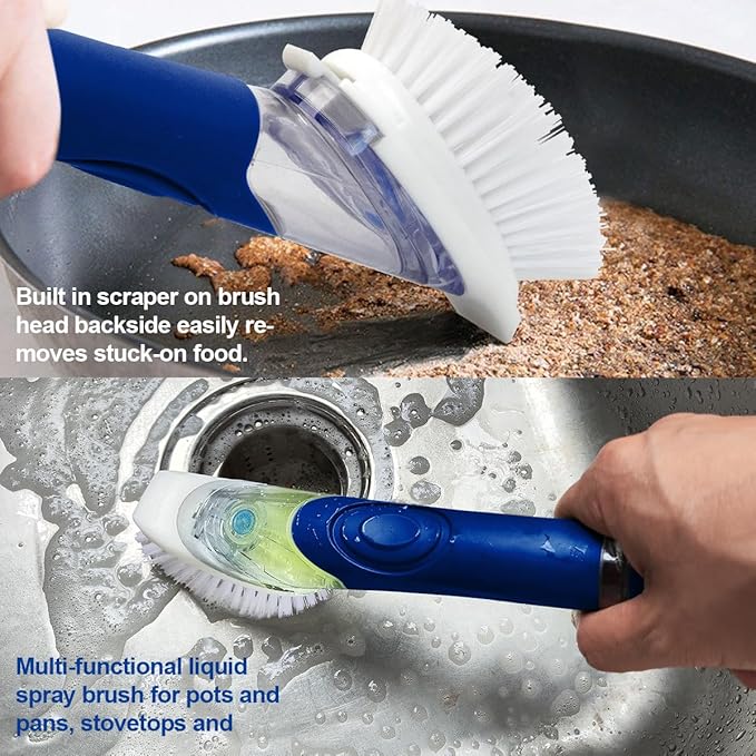 CELOX Dish Brush with Soap Dispenser, Soap Dispensing Brush with Handle - Image 4
