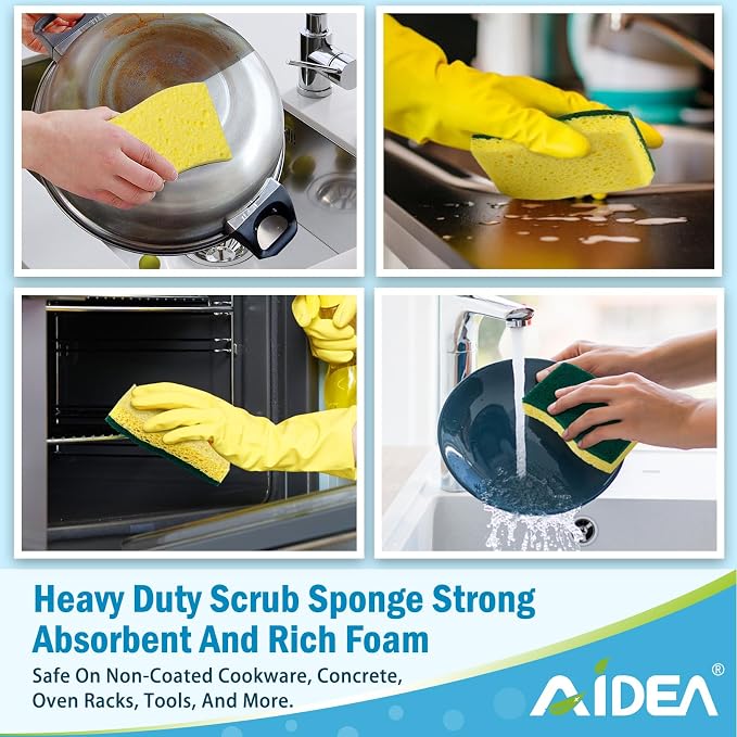 AIDEA Sponges Kitchen-12Count, Heavy Duty Scrub Sponge, Dish Sponges | Cleaning - Image 6
