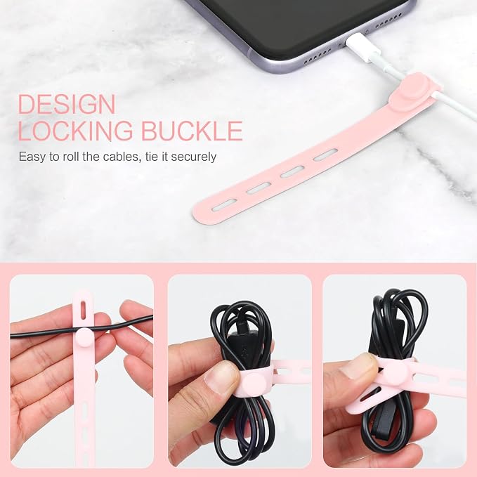 Donruby 24Pcs Silicone Cable Ties, Reusable Cord Organizer Straps, 5.12" - Image 5