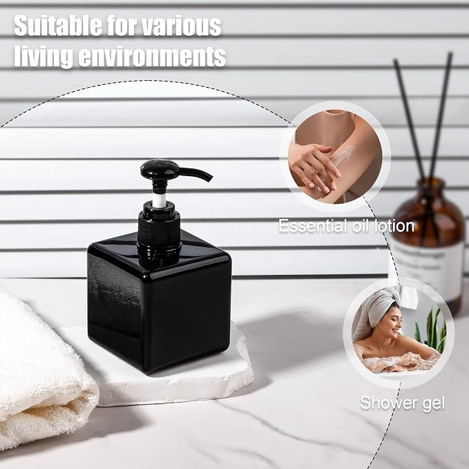 Refillable Lotion Soap Dispenser Plastic Pump Bottle 8.5oz Black 2 Pack | - Image 6