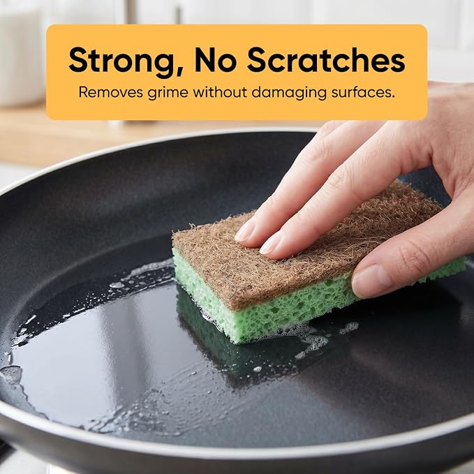 Superio Non-Scratch Cellulose Sponge Scrub Heavy Duty Kitchen Sponges Scrubbers - Image 4