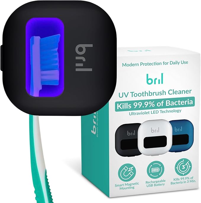 UV-C Toothbrush Sanitizer and Holder, Wall Mounted, Rechargeable | 30-Day by Bril