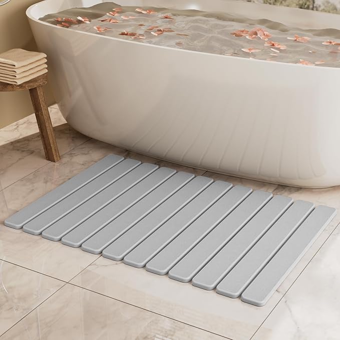 Large Stone Bath Mat 31.5 x 19.7in, Diatomaceous Earth Mat by SummerKiss