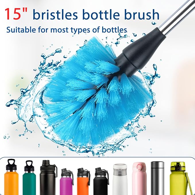 Bottle Brush Cleaner Kit, Water Bottle Washer & Cup Scrubber Brush Set | Bottle - Image 3