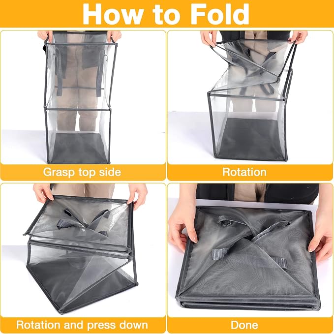 Zopeal 3 Pack Collapsible Mesh Laundry Basket, Double-layer | 13 Inch Square - Image 7