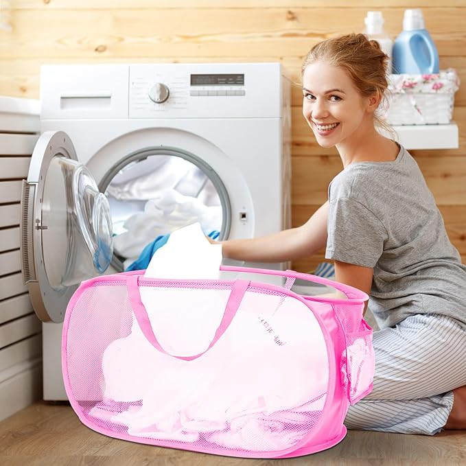 Durable Collapsible Laundry Baskets, Mesh Pop Up Laundry Hamper - Image 2