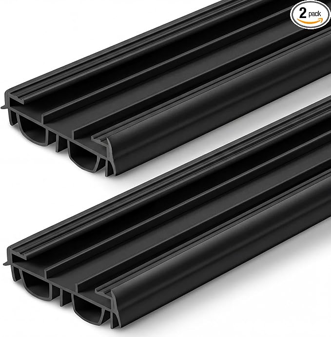 Pushglossy 2 Pcs 36" Kerf Door Sweep Double Bubble Slide on Black | 1-3/4" Wide by Pushglossy