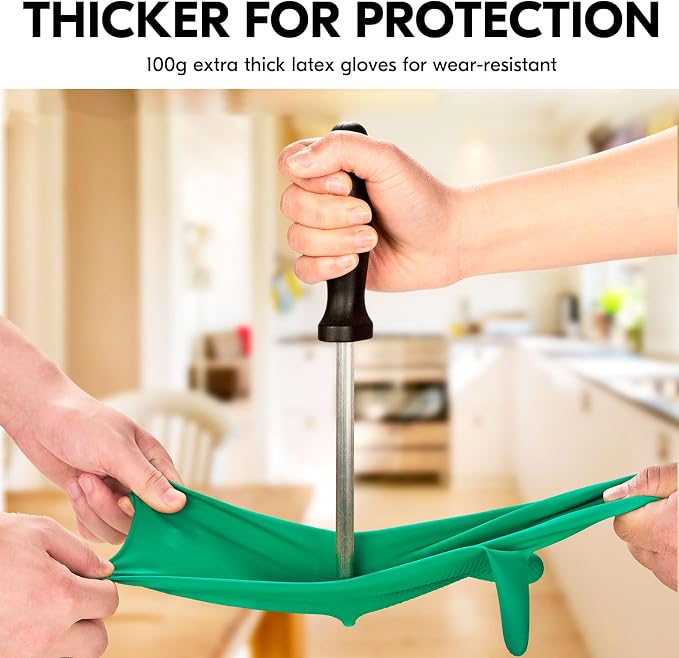 Vgo... Latex Reusable Household Gloves, Cleaning Gloves, Long Cuff | 10 pairs - Image 4
