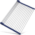 Tomorotec Roll Up Dish Drying Rack Over Sink, 304 Steel, Indigo | Anti-Slip by Tomorotec