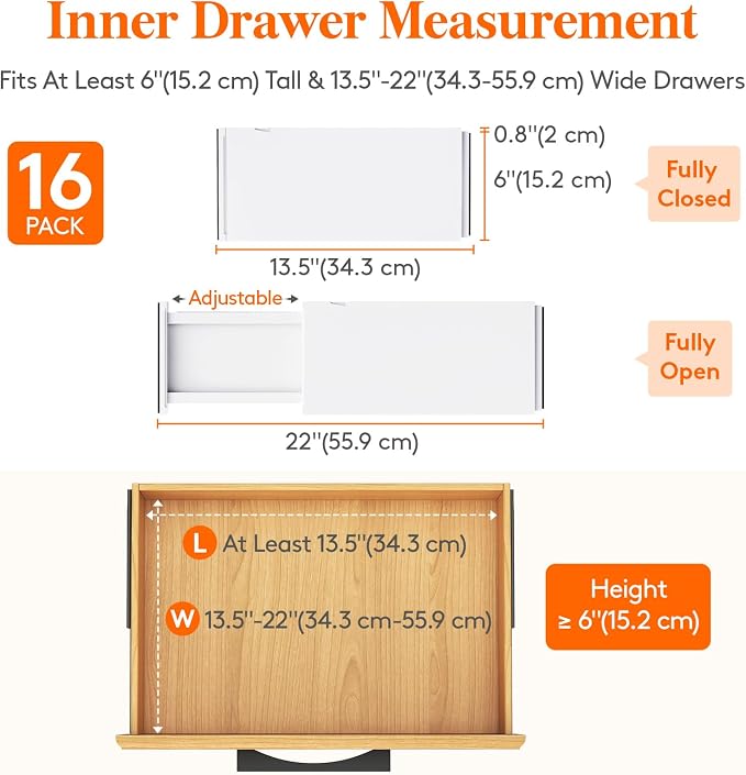 Lifewit 6" Tall Upgrade Drawer Dividers, Adjustable Deep Drawer Organizer | 16 - Image 2