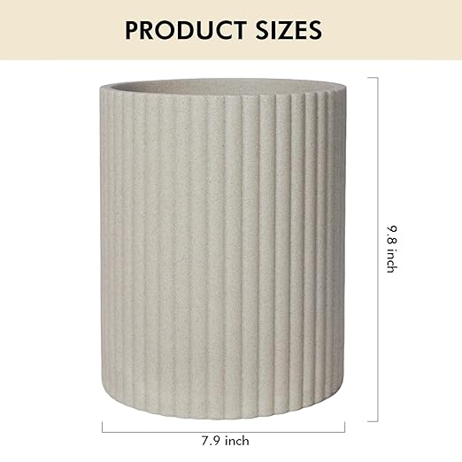 Beige Luxury Stone Bathroom Trash Can, Modern Bathroom Office Trash Can - Image 2